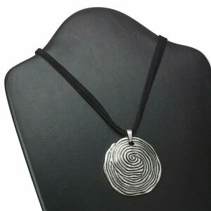 Avant Garde Carved Silver Medallion Statement Pendant Necklace